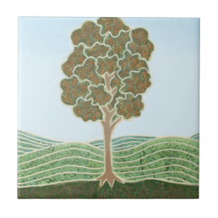 Keramikfliese mit Herbstbaum-Motiv