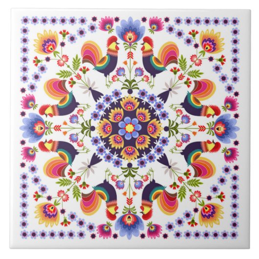 Keramikfliese mit polnischen Mustervölkern (Vorderseite)