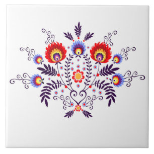 Keramikfliese mit polnischen Mustervölkern