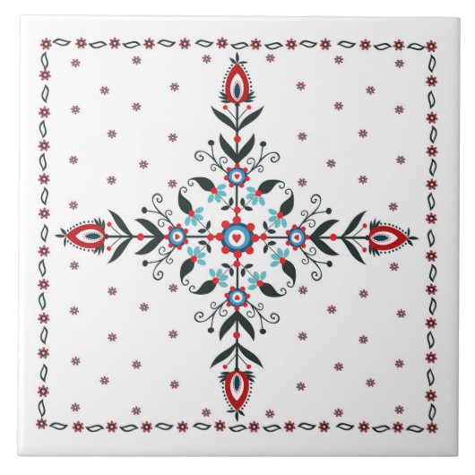 Keramikfliese mit polnischen Mustervölkern (Vorderseite)