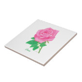 Keramikfliese mit rosa Rose und Text (Seite)