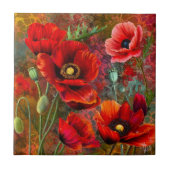 Keramikfliese mit rotem Mohn (Vorderseite)