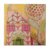 Keramikfliese - Mixed-Media-Haus (Vorderseite)