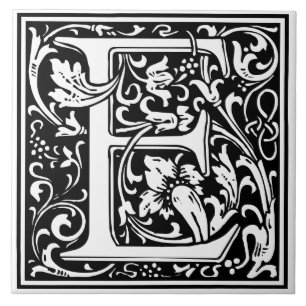 Keramikfliese - Monogramm Alphabet E Schwarz Weiß