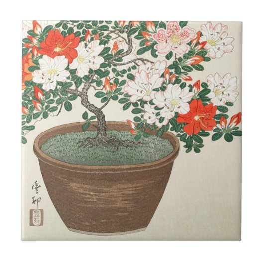 KERAMIKFLIESE: OHARA KOSON: AZALEAS FLIESE (Vorderseite)
