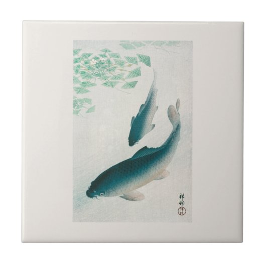 KERAMIKFLIESE: OHARA KOSON: CARP/KOI 1926 NAPKIN FLIESE (Vorderseite)