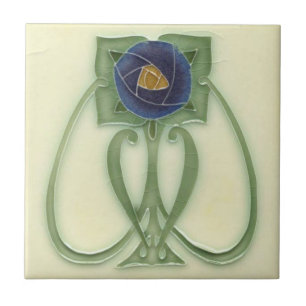 Keramikfliese - Reproduktion Blaue Rose Vintage
