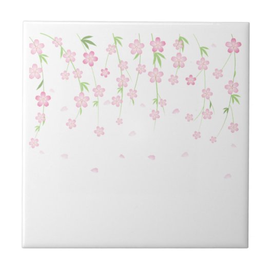 Keramikfliese Rosa und Weiße Blumen Floral (Vorderseite)