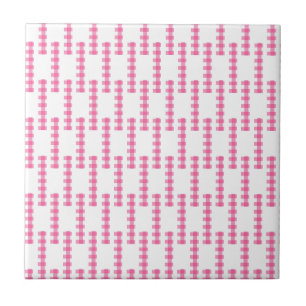 Keramikfliese Rosa & Weiße Streifen Quadratisch