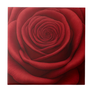 Keramikfliese - Rote Rosenblüte