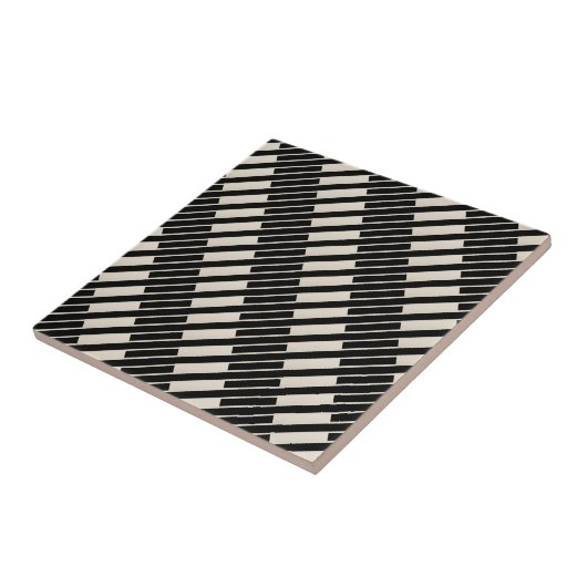 Keramikfliese Schwarz und Beige Streifen (Seite)