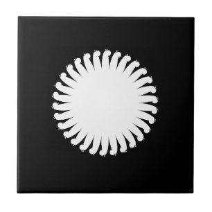 Keramikfliese Schwarz Weiß Sonne