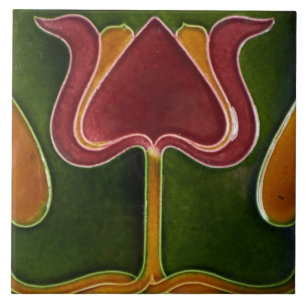 Keramikfliese - Vintage Tulpe Art Nouveau