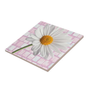 Keramikfliese Weiße Daisy Blumenmuster