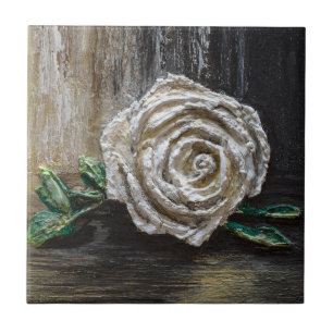 Keramikfliese - Weiße Rose