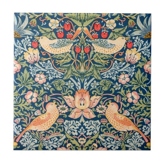 KERAMIKFLIESE: WILLIAM MORRIS : STRAWBERRY THIEVES FLIESE (Vorderseite)