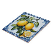 Keramikfliese Zitrone mit klassischer blauer Umran (Seite)