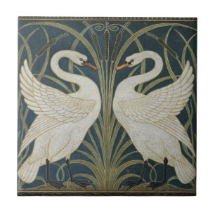 Keramikfliesen - Art Nouveau Schwäne Fliese