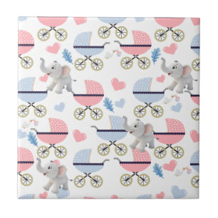 Keramikfliesen Babywagen Storch Elefant Fliese