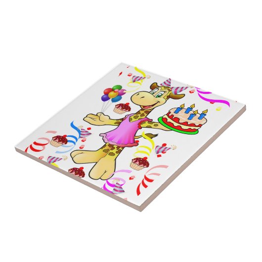 Keramikfliesen-Giraffe-Happy-Birthday-Torte Fliese (Seite)