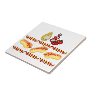 Keramikfliesen Hotdogs Ketchup Senf Fliese