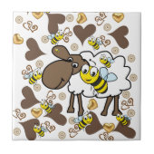 Keramikfliesen Schaf Hummel Braun Herzen Fliese (Vorderseite)