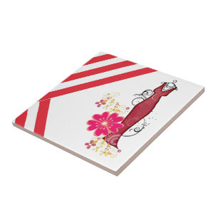 Keramikfliesenstreifen Rot & Weiß Streifen Vintage Fliese