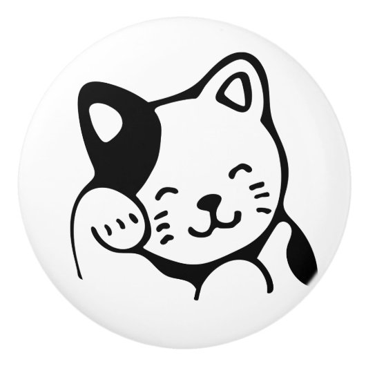 Keramikknauf. Katze. Keramikknauf (Vorderseite)