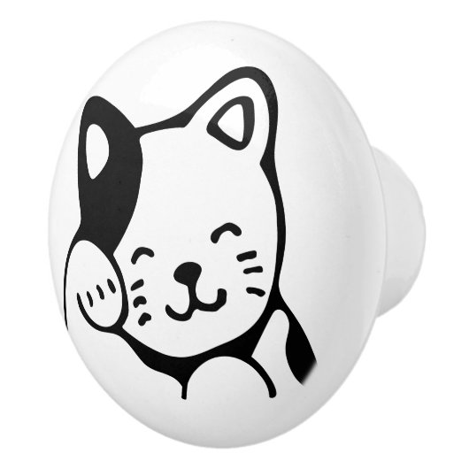 Keramikknauf. Katze. Keramikknauf (Rechts)