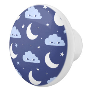 Keramikknopf Navy Kawaii Mond Sterne Wolken Keramikknauf