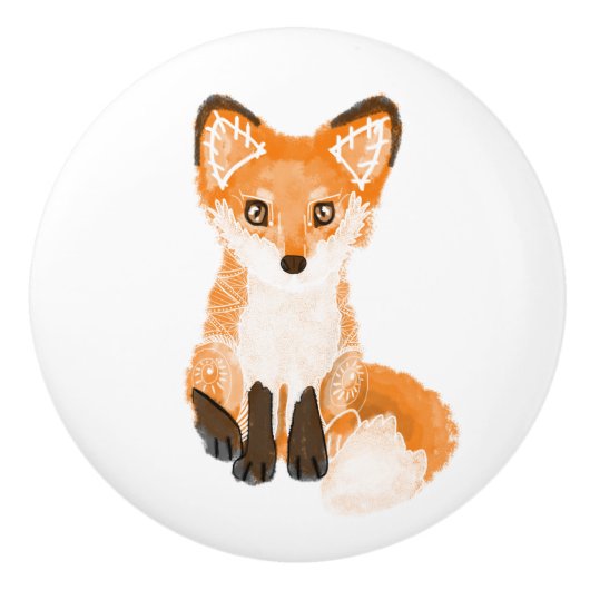 Keramikknopf Roter Fuchs Geist Tier Keramikknauf (Vorderseite)