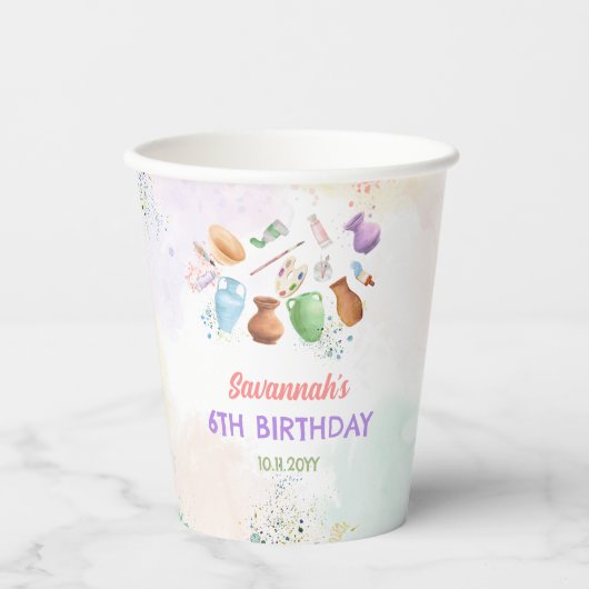 Keramikmalparty Geburtstag Pappbecher (Vorderseite)