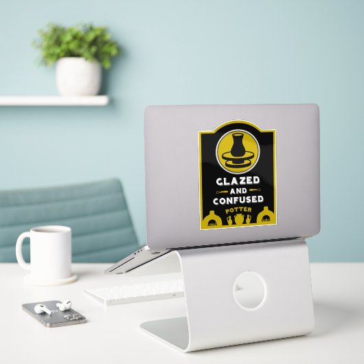 Keramikstudio-Töpfer Aufkleber (Laptop auf Schreibtisch)
