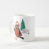 Keramiktasse mit Christmas Cheer Robin Design Kaffeetasse (Vorderseite Links)