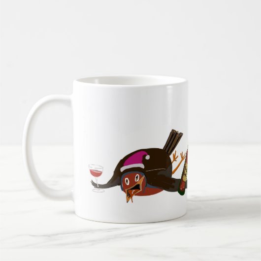 Keramiktasse mit Flat Out Robin Design Kaffeetasse (Links)