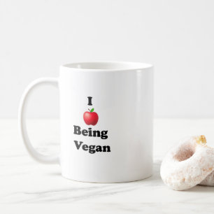 Keramiktasse mit I Love Being Vegan Design Kaffeetasse