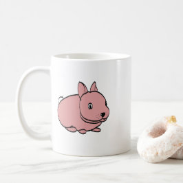 Keramiktasse mit rosa Hasenmotiv Kaffeetasse