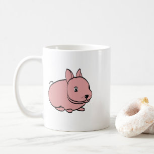 Keramiktasse mit rosa Hasenmotiv Kaffeetasse