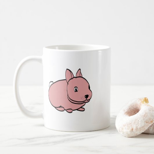 Keramiktasse mit rosa Hasenmotiv Kaffeetasse (Mit Donut)