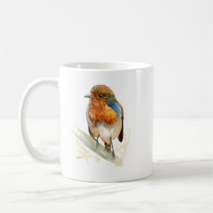 Keramiktasse mit Rotkehlchen nach rechts schauend Kaffeetasse
