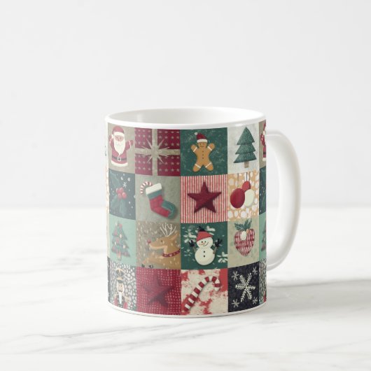 Keramische mok met kerstpatchworkthema kaffeetasse (VorderseiteRechts)