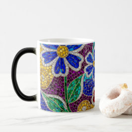 keramischer Becher mit modernem floralem Mosaikmus Verwandlungstasse