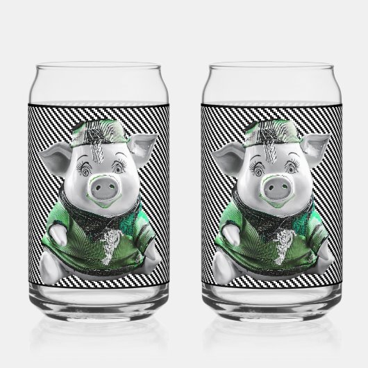 Keramisches Sparschwein Glas (Vorderseite)