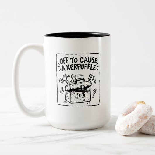 Kerfuffle Starter Toolbox Unfug-Modus Zweifarbige Tasse (Mit Donut)