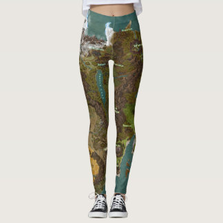 Kerker u. Drache-Weltkarte Leggings
