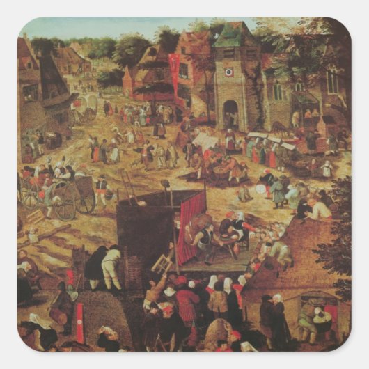 Kermesse mit Theater und Prozession Quadratischer Aufkleber (Vorderseite)