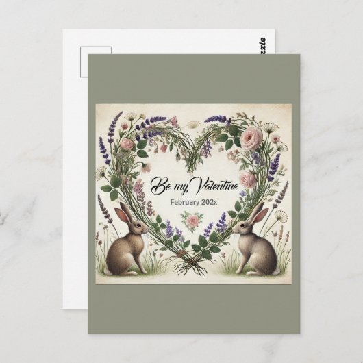 Kernaussage "Blumenherz & Bunnies" Postkarte (Vorne/Hinten)