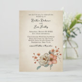 Kernaussagen der Wildblumen auf verblassene Parchm Einladung (Stehend Vorderseite)