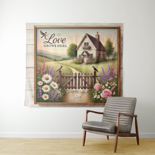 Kernband "Liebe wächst hier" Wandteppich (Beispiel (Horizontal))