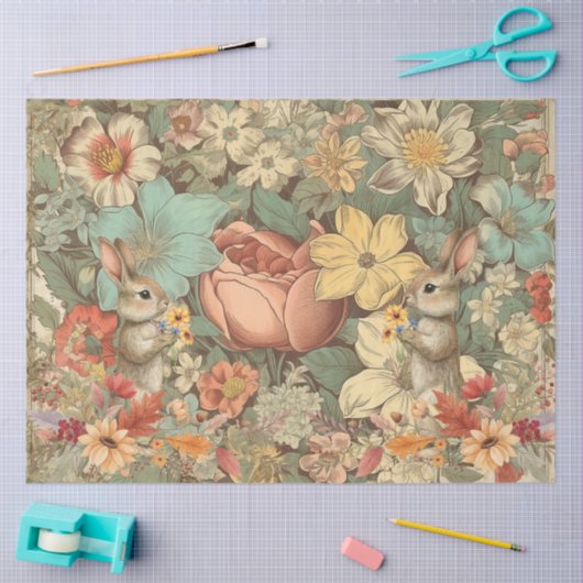 Kernbrennholz-Kaninchen-Collage Seidenpapier (Basteln)